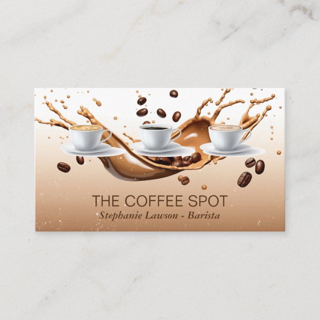 Kaffebönor Splash | Kopp Java Visitkort (Framsida)