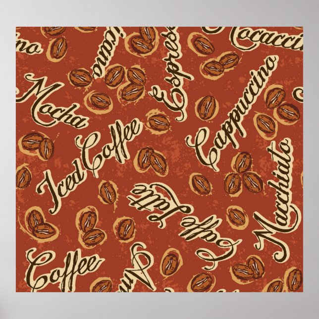 Kaffebönor: typografi vintage mönster. poster (Framsidan)