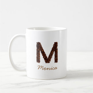 Kaffebönsmonogram Bokstav M Personligt Namn Co Kaffemugg