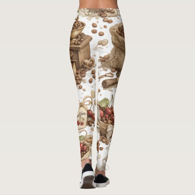 Kaffebönsmönstrade Leggings (Baksida)