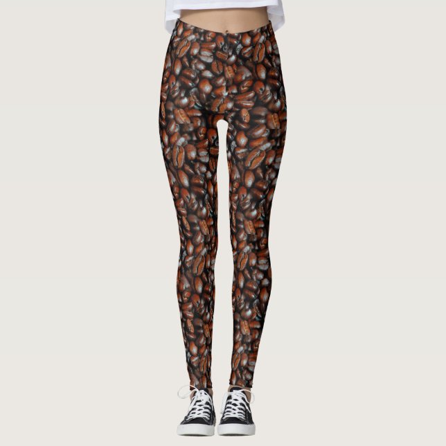 Kaffebönsmönstrade Leggings (Framsida)