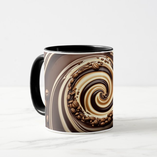 Kaffebönsspiral i choklad- och cremtoner mugg (Framsida vänster)