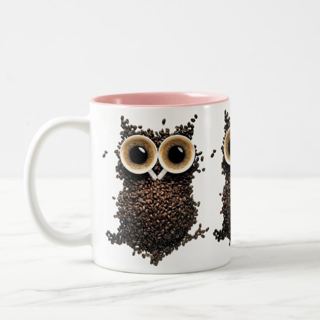 Kaffebönsuggla konst Två-Tonad mugg (Vänster)