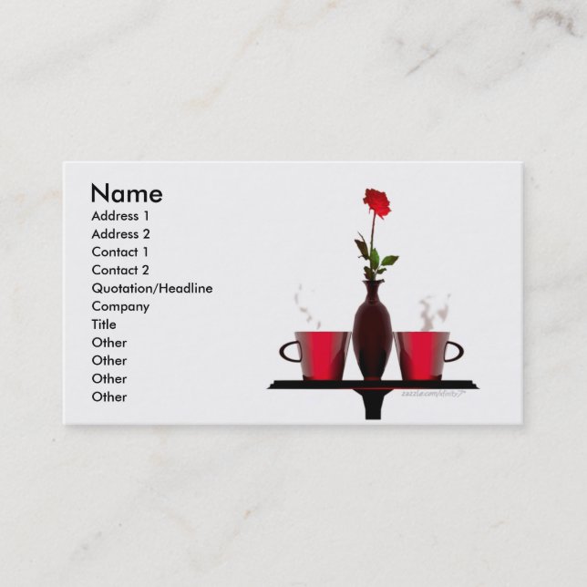 Kaffebord och steg visitkort (Framsida)