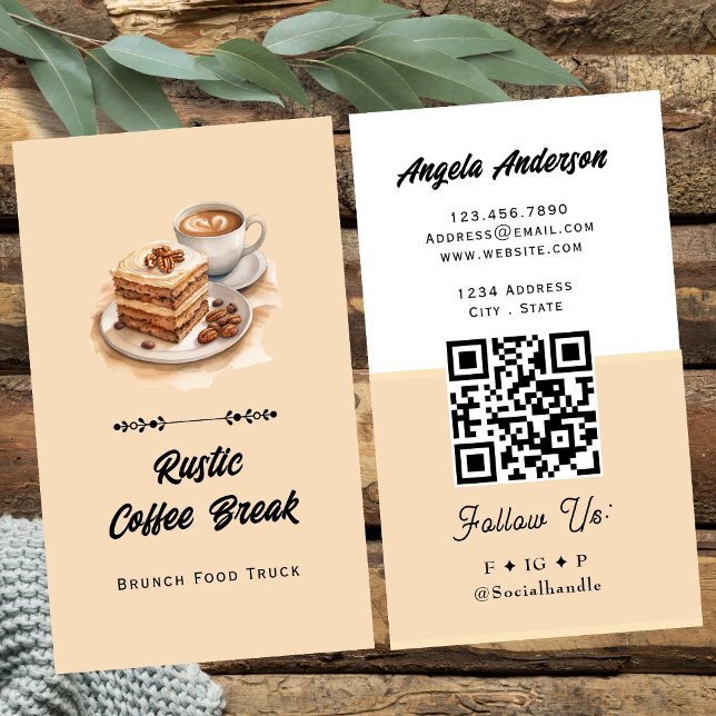 Kaffebreaktema QR-kod och webbplats Visitkort (Skapare uppladdad)