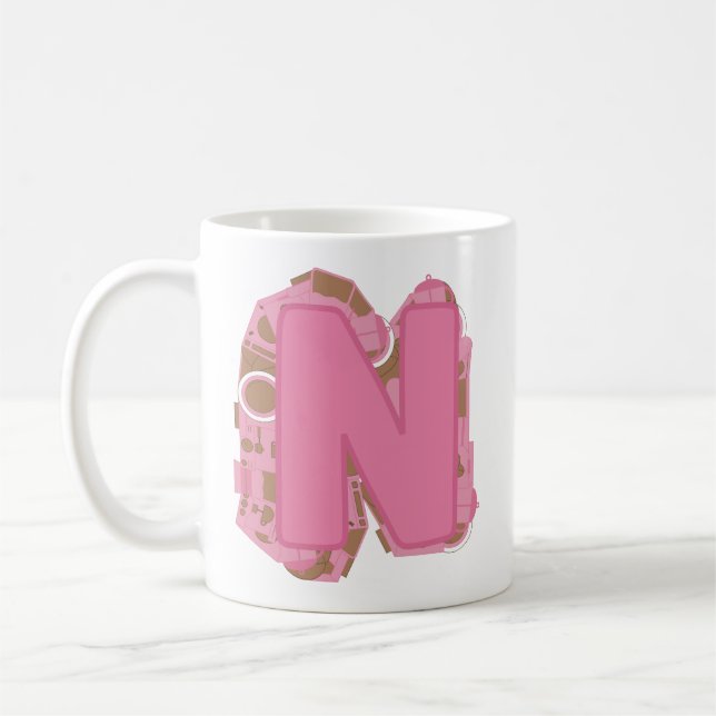 Kaffebrev N: Monograminitial  Kaffemugg (Vänster)