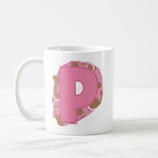 Kaffebrev P: Monogram Initial  Kaffemugg (Vänster)