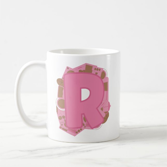 Kaffebrev R: Monograminitial  Kaffemugg (Vänster)
