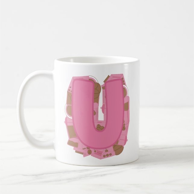 Kaffebrev U: Monograminitial  Kaffemugg (Vänster)