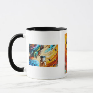 Kaffebris konstkopp – Färgrik tjejillustration Mugg
