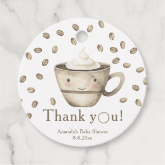 Kaffebrygga Babydusch Tack. Gåvor Etiketter