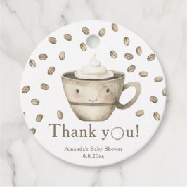 Kaffebrygga Babydusch Tack. Gåvor Etiketter