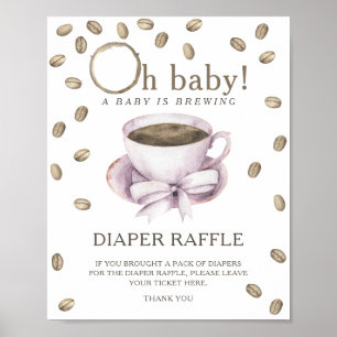 Kaffebryggning baby shower - blöjlotteri affisch