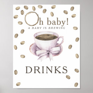 Kaffebryggning baby shower Drycker Poster