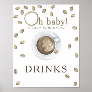 Kaffebryggning baby shower Drycker Poster