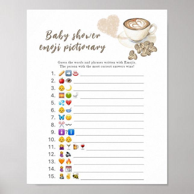 Kaffebryggning baby shower Emoji bildspel Poster (Framsidan)