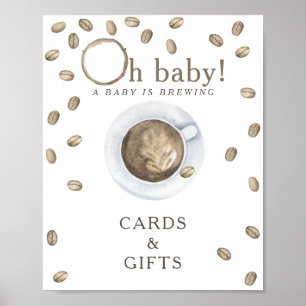 Kaffebryggning baby shower Kort och presenter Poster