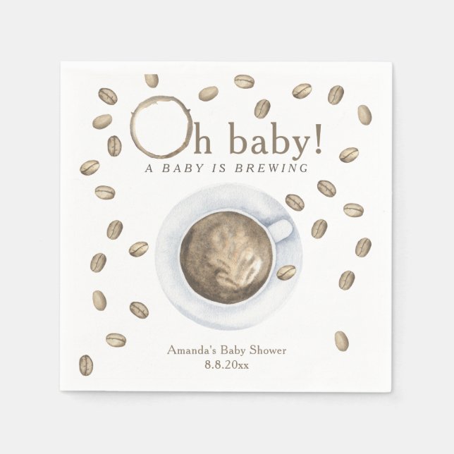 Kaffebryggning Baby shower Pappersservett (Framsidan)