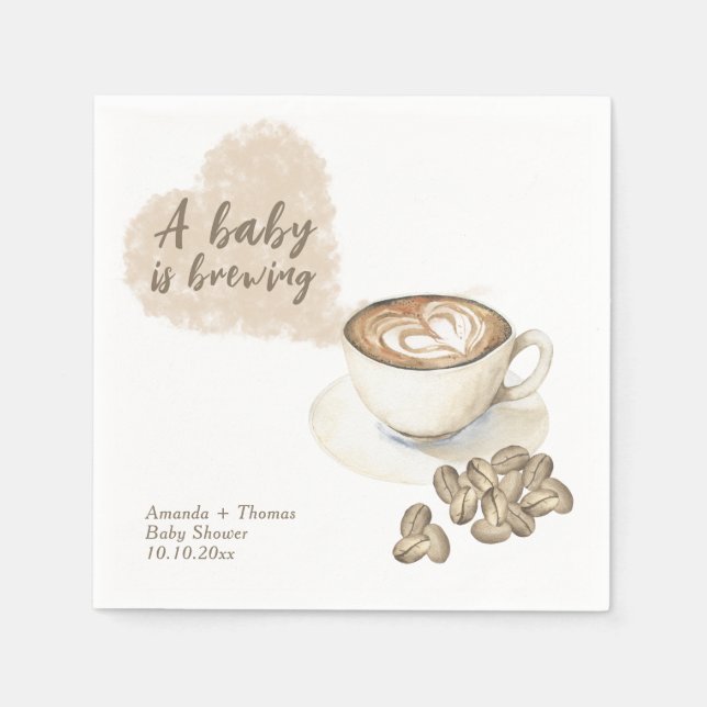 Kaffebryggning Baby shower Pappersservett (Framsidan)