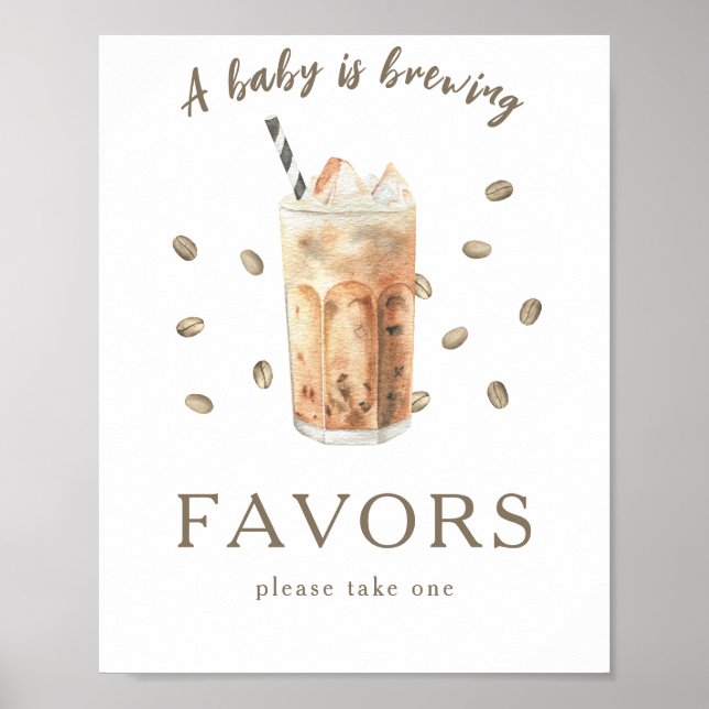 Kaffebryggning baby shower presenter poster (Framsidan)