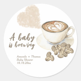 Kaffebryggning Baby shower Runt Klistermärke
