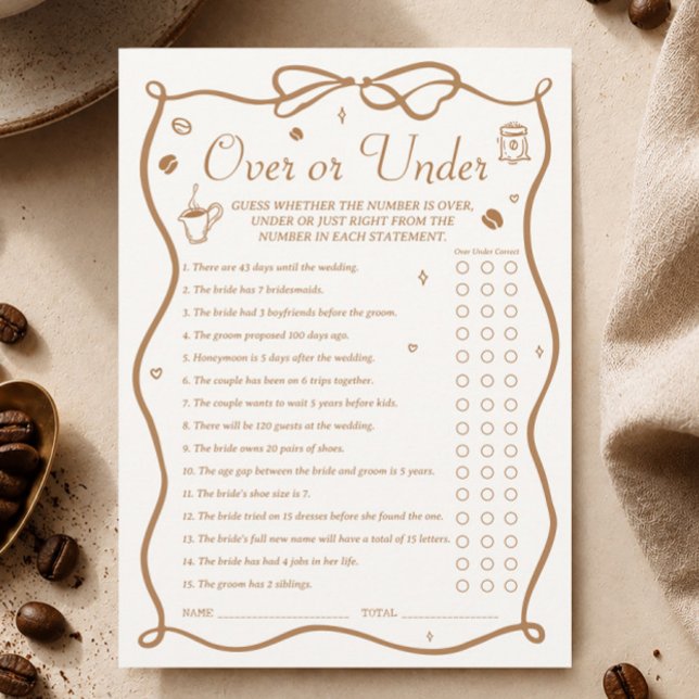 Kaffebryllup över och under spelkort inbjudningar (Skapare uppladdad)