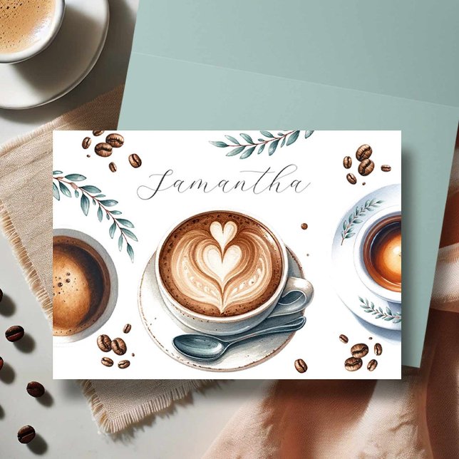 Kaffebryllupsfest tema-kort tack kort (bridal shower card features coffee theme and personalized with the bride to be's name.)