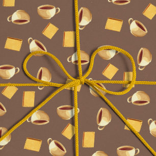 Kaffechoklad Biscuits Mönster Taupe Brown Food Presentpapper