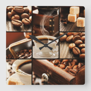 KaffeCollage Fyrkantig Klocka