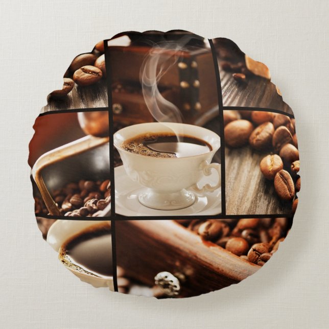 KaffeCollage Rund Kudde (Framsidan)