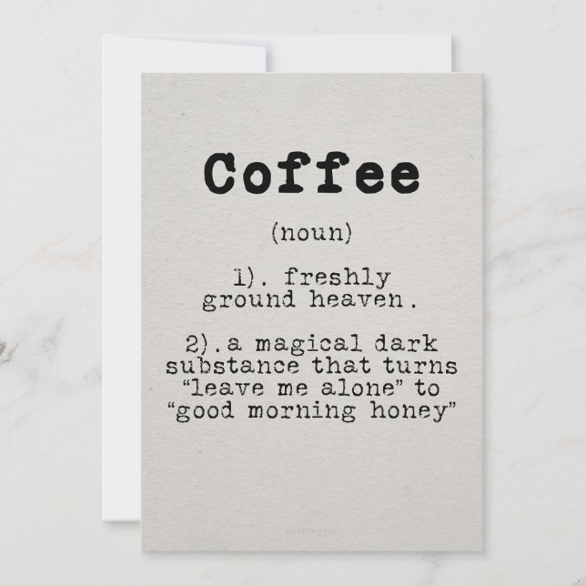 Kaffedefinition i Älskare Inbjudningar (Framsida)