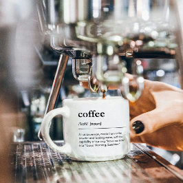 Kaffedefinition modern, rolig ordbok espressomugg