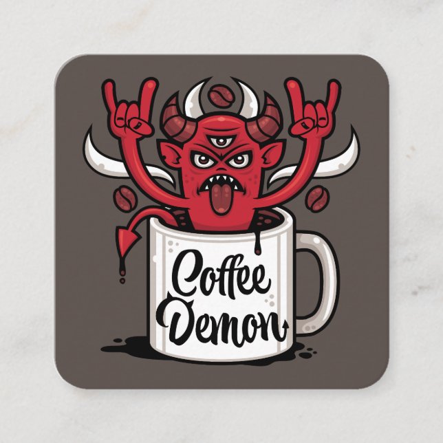 Kaffedemon Fyrkantigt Visitkort (Framsida)