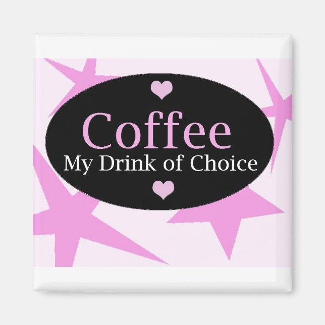 Kaffedesign med Rosa stjärnor Magnet (Framsidan)