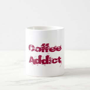 Kaffedict i rött grunge-teckensnitt kaffemugg