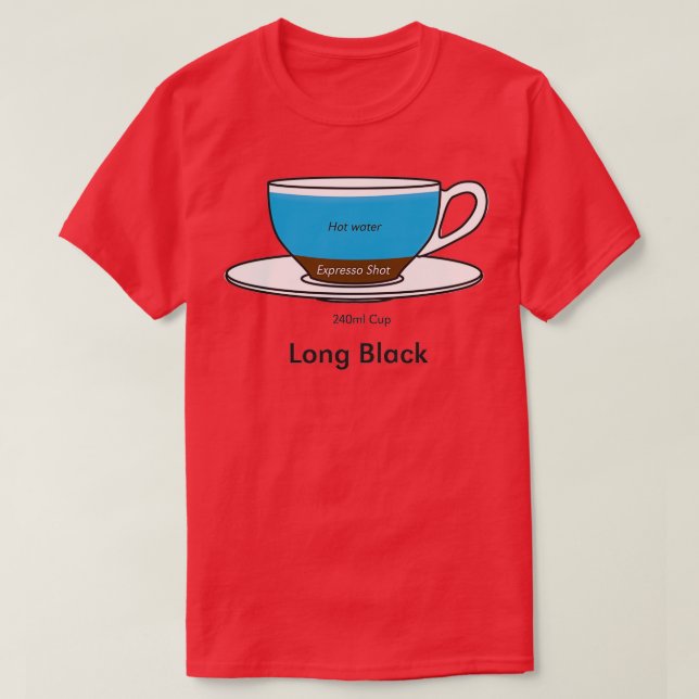 Kaffedict Long Black, ingen bakgrund T Shirt (Design framsida)