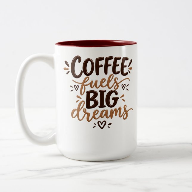 Kaffedrivna Stora Drömmar Rolig Mugg (Vänster)