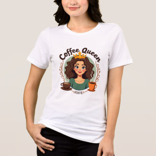 Kaffedrottning: Regal Woman med Krona och kaffe T Shirt