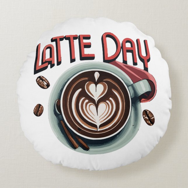Kaffedrycker Rund Kudde (Framsidan)