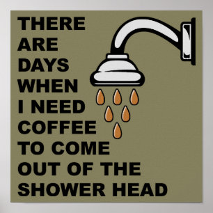 Kaffeduschhuvud Roligt Affischskylt Poster