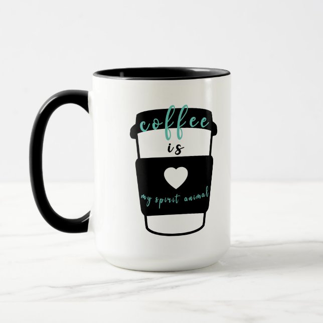 Kaffee är min ande-djur rolig citat mint skämt mugg (Vänster)