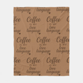 "Kaffee är mitt kärleksspråk" Djupt kaffebrunt Fleecefilt