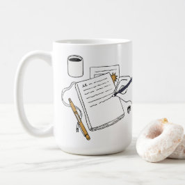 Kaffee, böcker och sena nätter – Mugg med eget nam