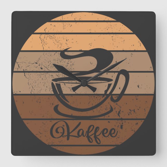 Kaffee Design Fyrkantig Klocka (Framsida)