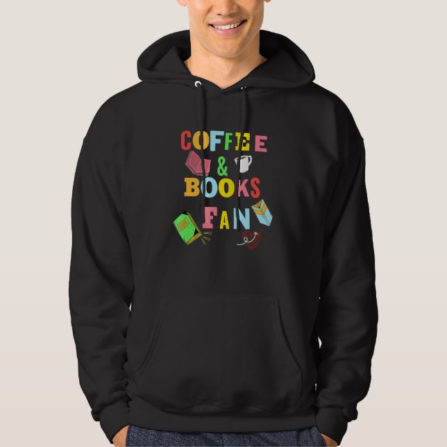 Kaffee - Drick kaffe Läs böcker Bok Hoodie (Framsida)