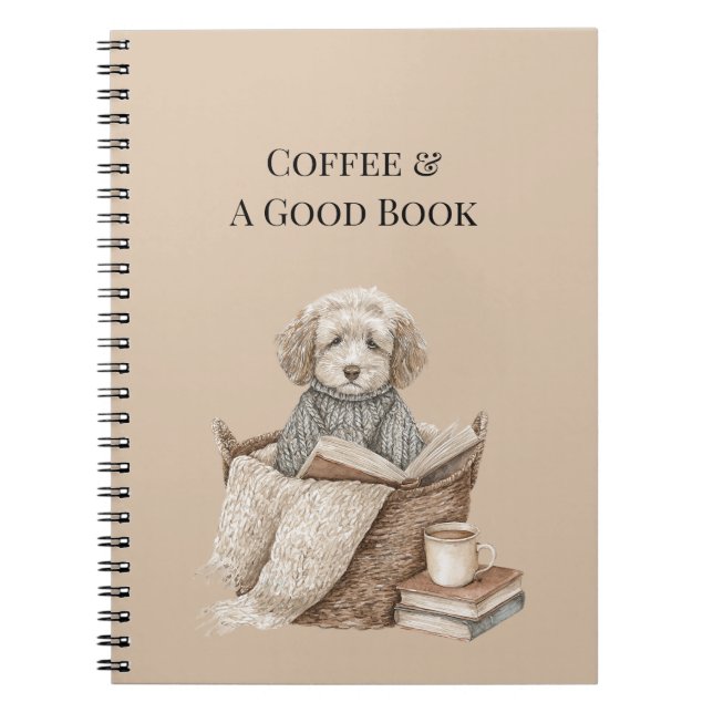 Kaffee & En Bra Bok Hundkorg Anteckningsbok (Framsidan)