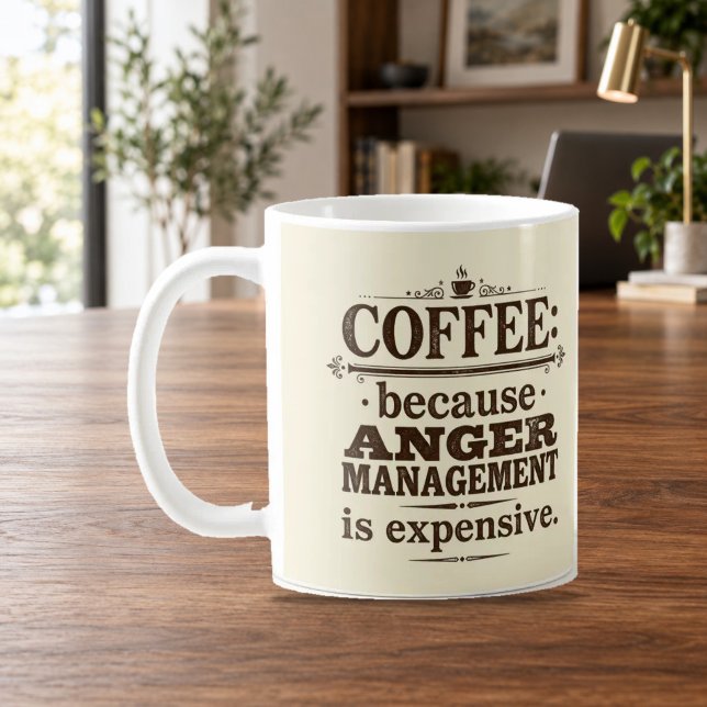 Kaffee för att ilska-hantering är dyrt kaffemugg (Skapare uppladdad)