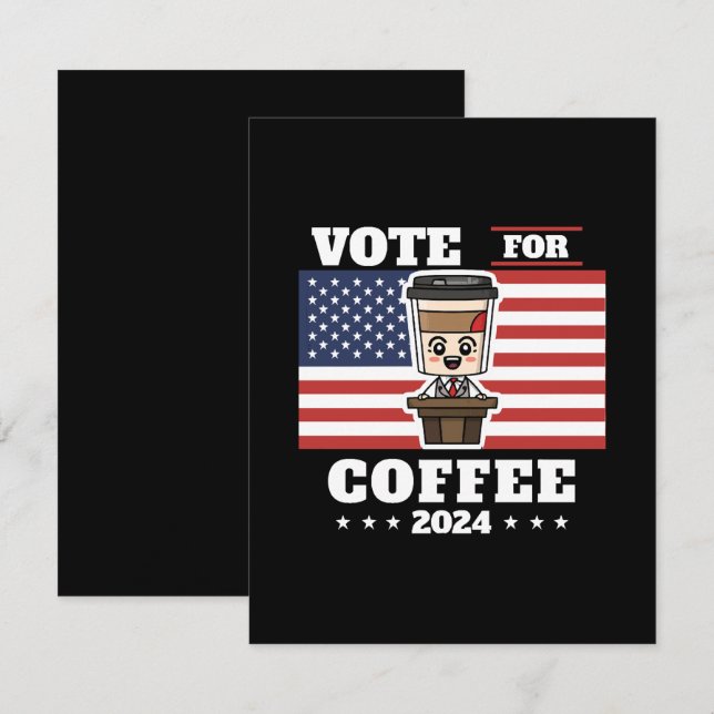 Kaffee för president, rösta på kaffe tilläggskort (Fram/baksida)