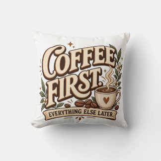 Kaffee Först Allt Annat Senare Vintage Botanic Kudde