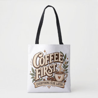 Kaffee Först Allt Annat Senare Vintage Botanic Tygkasse